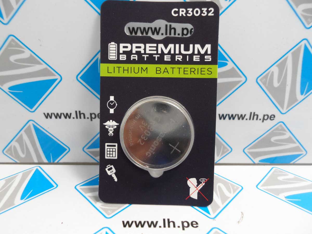 CR3032      Pila de botón Dióxido de Manganeso-Litio Panasonic Lithium, CR3032 3V, 500mAh